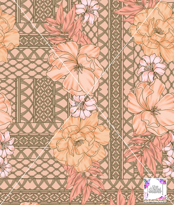 TDW3796_MA327KMFLOW4 LATTICE BLOOM Floral Exclusive Print Design