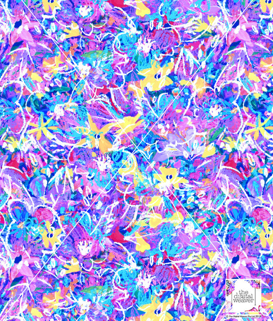 TDW3723_LA173 Crayon Garden Floral & check Exclusive Print Design
