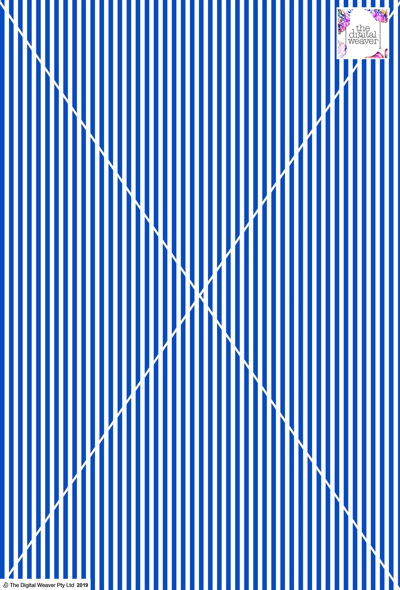 Stripe Vertical - 5mm - Cobalt & White