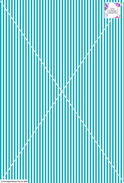 Stripe Vertical - 5mm - Teal & White