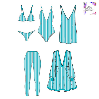Stripe Vertical - 5mm - Teal & White