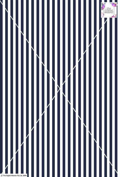 Stripe Vertical - 10mm - Navy Blue & White