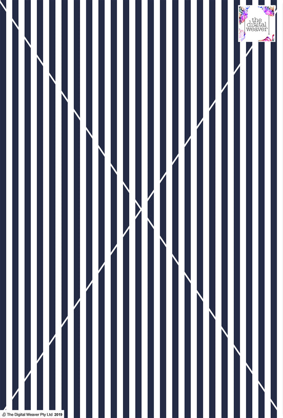 Stripe Vertical - 10mm - Navy Blue & White