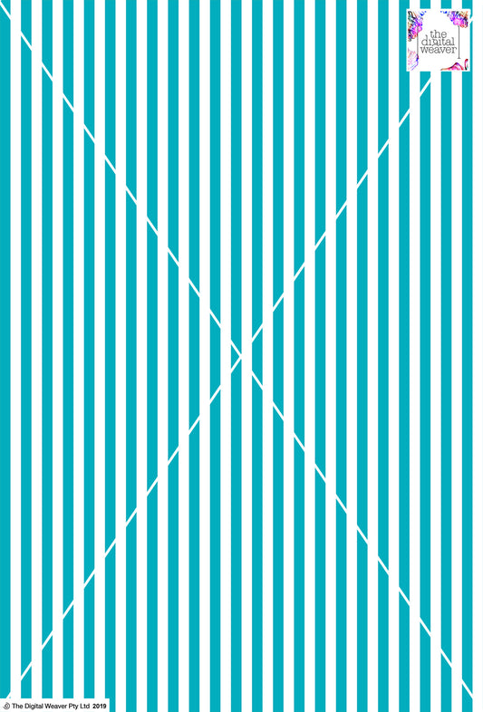 Stripe Vertical - 10mm - Teal & White