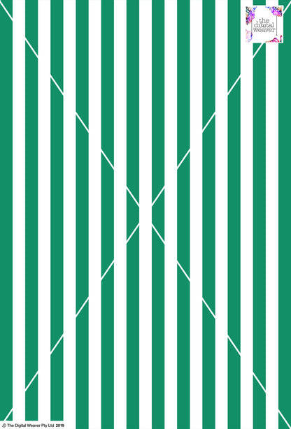 Stripe Vertical - 20mm - Fern Green & White