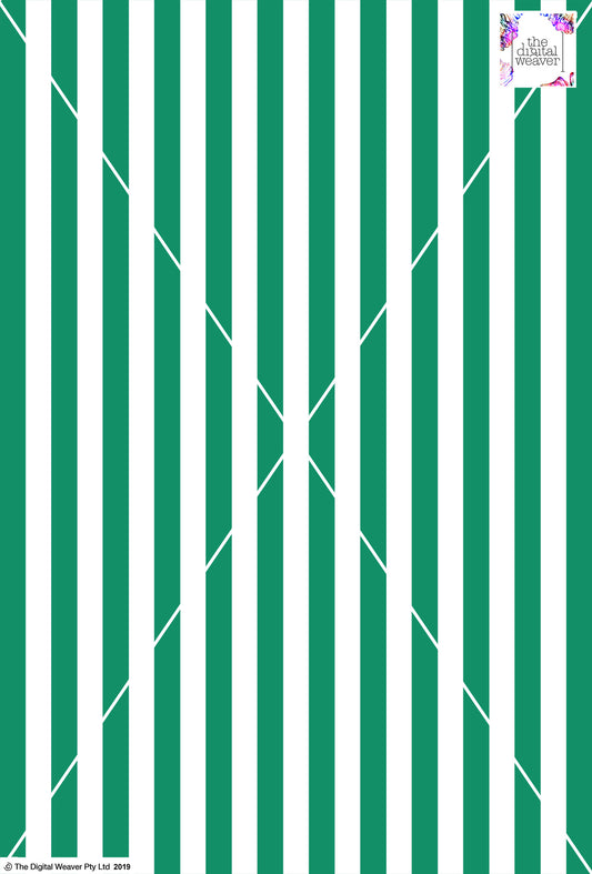 Stripe Vertical - 20mm - Fern Green & White