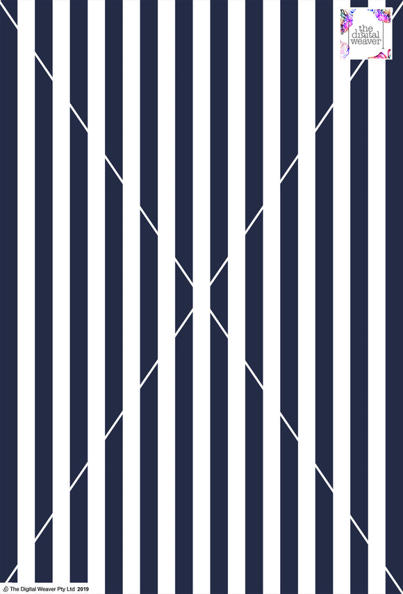 Stripe Vertical - 20mm - Navy Blue & White