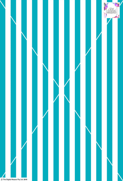 Stripe Vertical - 20mm - Teal & White