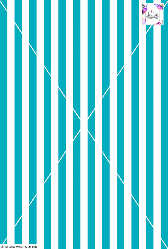 Stripe Vertical - 20mm - Teal & White