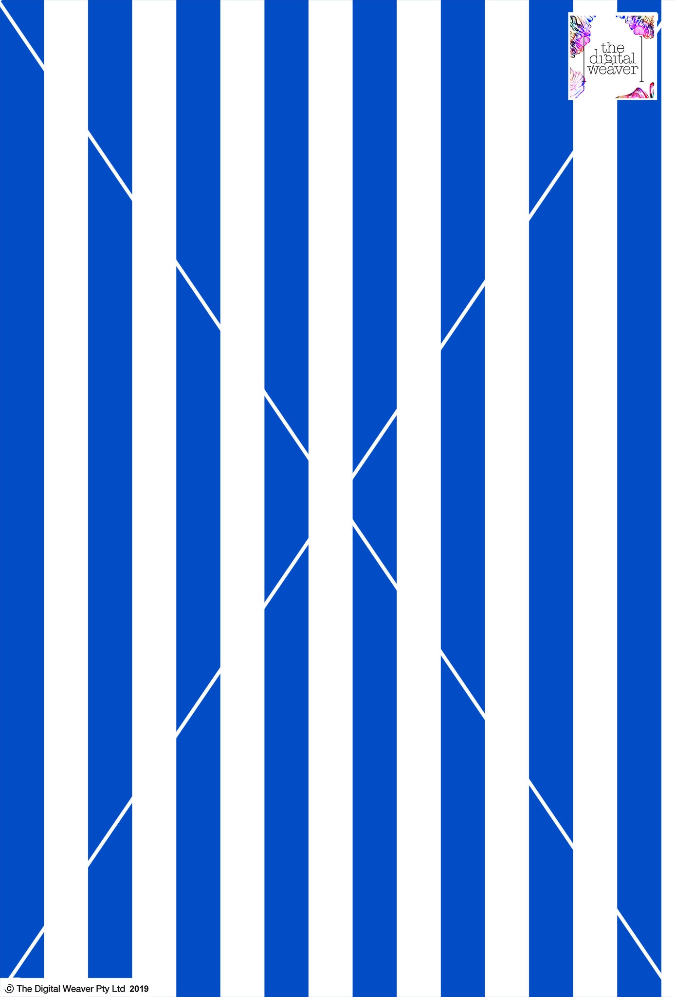 Stripe Vertical - 30mm - Cobalt & White