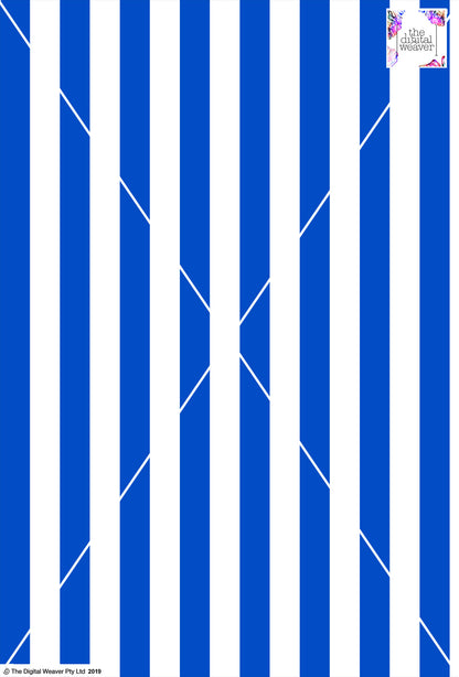 Stripe Vertical - 30mm - Cobalt & White