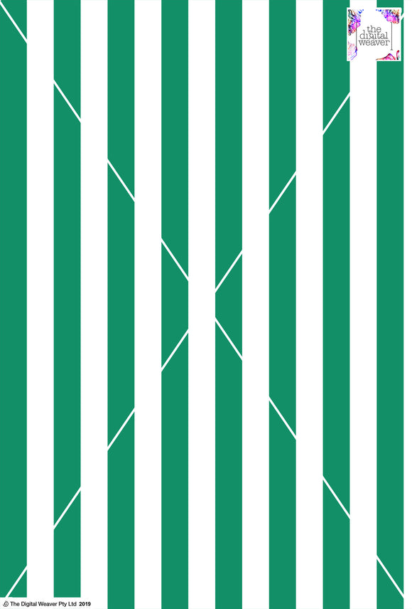 Stripe Vertical - 30mm - Fern Green & White