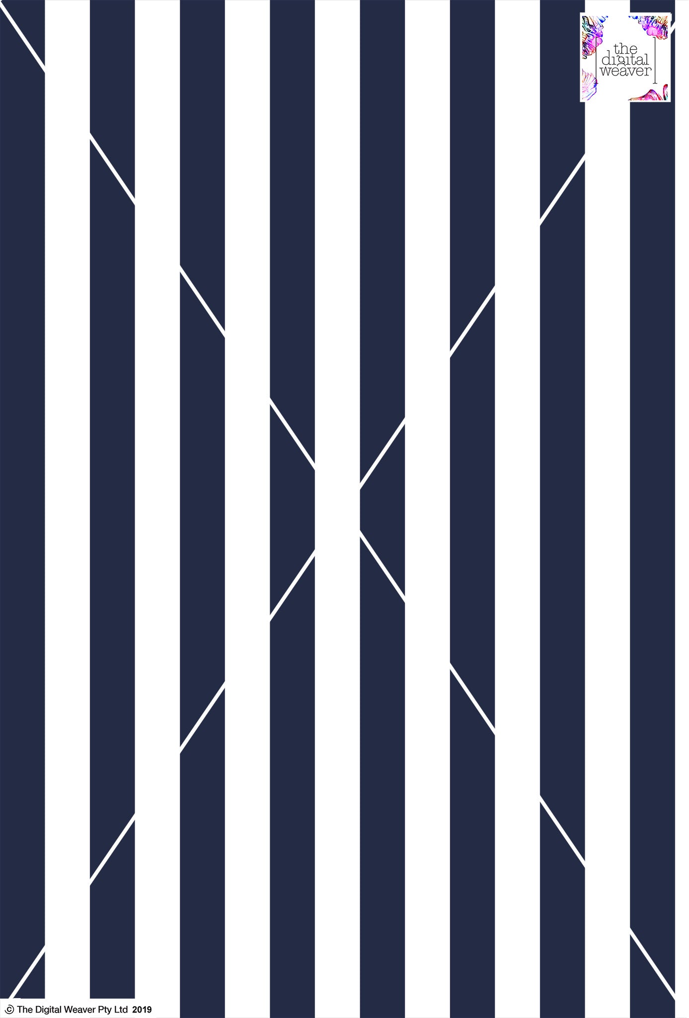 Stripe Vertical - 30mm - Navy Blue & White