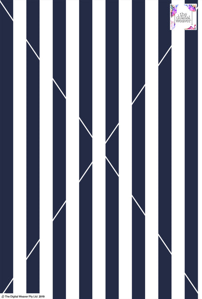 Stripe Vertical - 30mm - Navy Blue & White