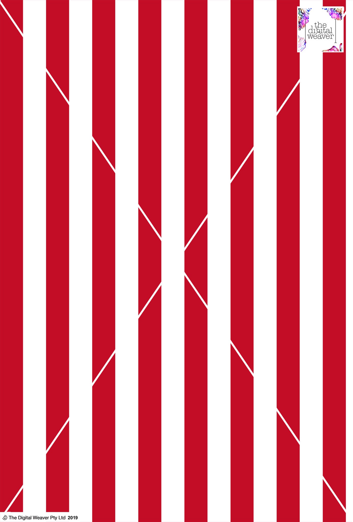 Stripe Vertical - 30mm - Ruby & White
