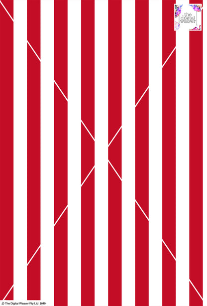 Stripe Vertical - 30mm - Ruby & White