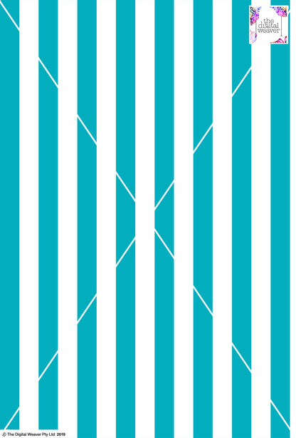 Stripe Vertical - 30mm - Teal & White