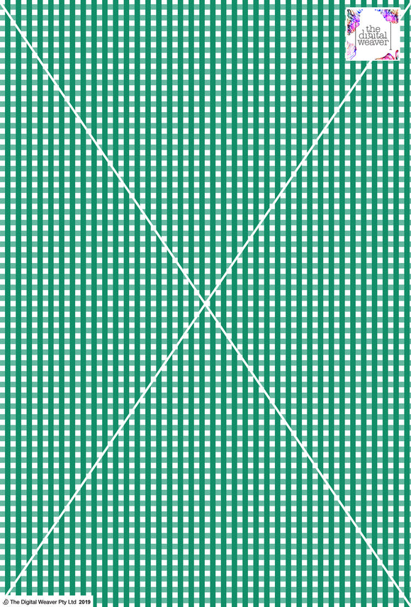 Gingham Check  - 5mm -  Fern & White