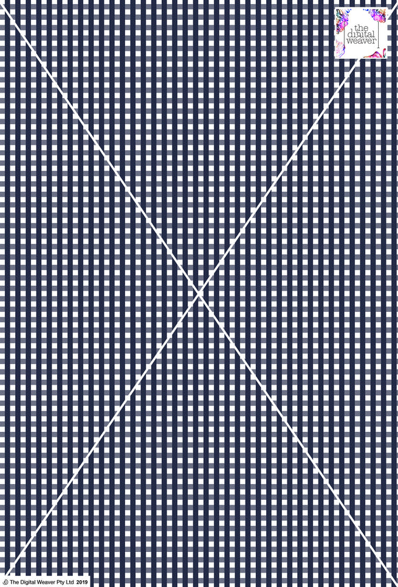 Gingham Check  - 5mm -  Navy & White