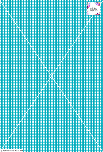 Gingham Check  - 5mm -  Teal & White
