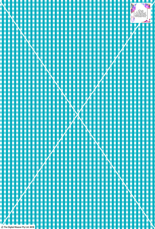 Gingham Check  - 5mm -  Teal & White