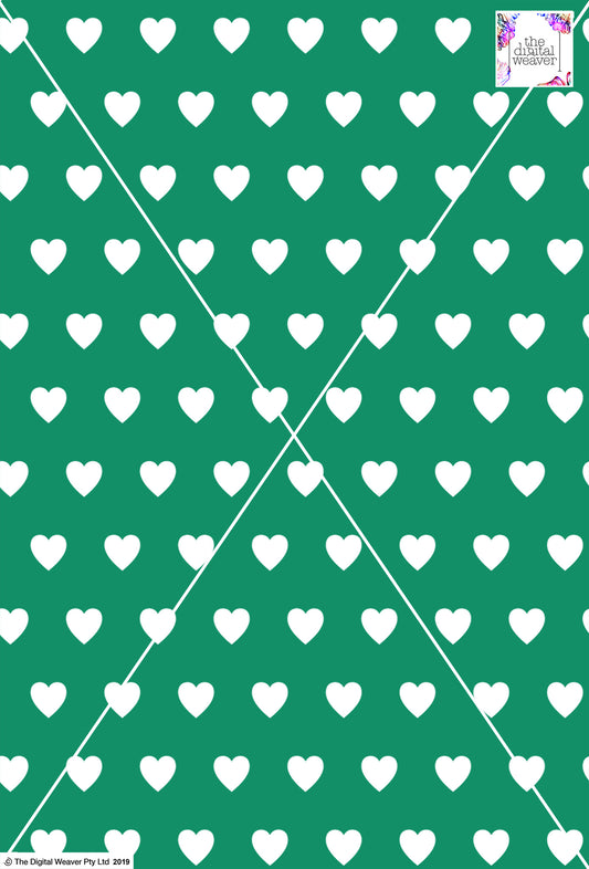 Heart Design - 3cm - Fern & White