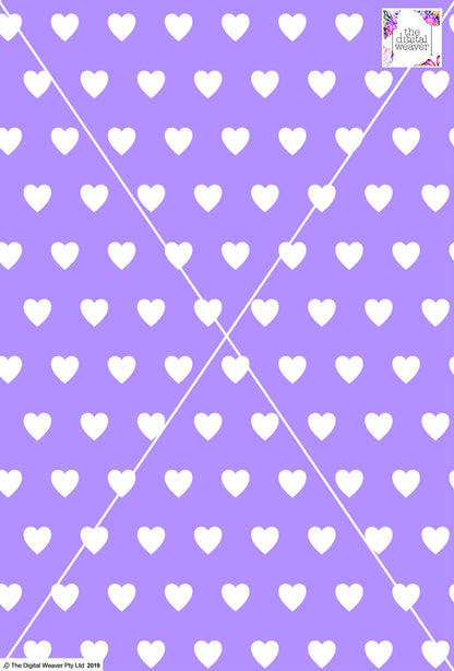 Heart Design - 3cm - Lilac & White