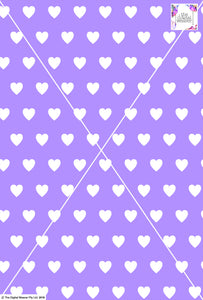 Heart Design - 3cm - Lilac & White