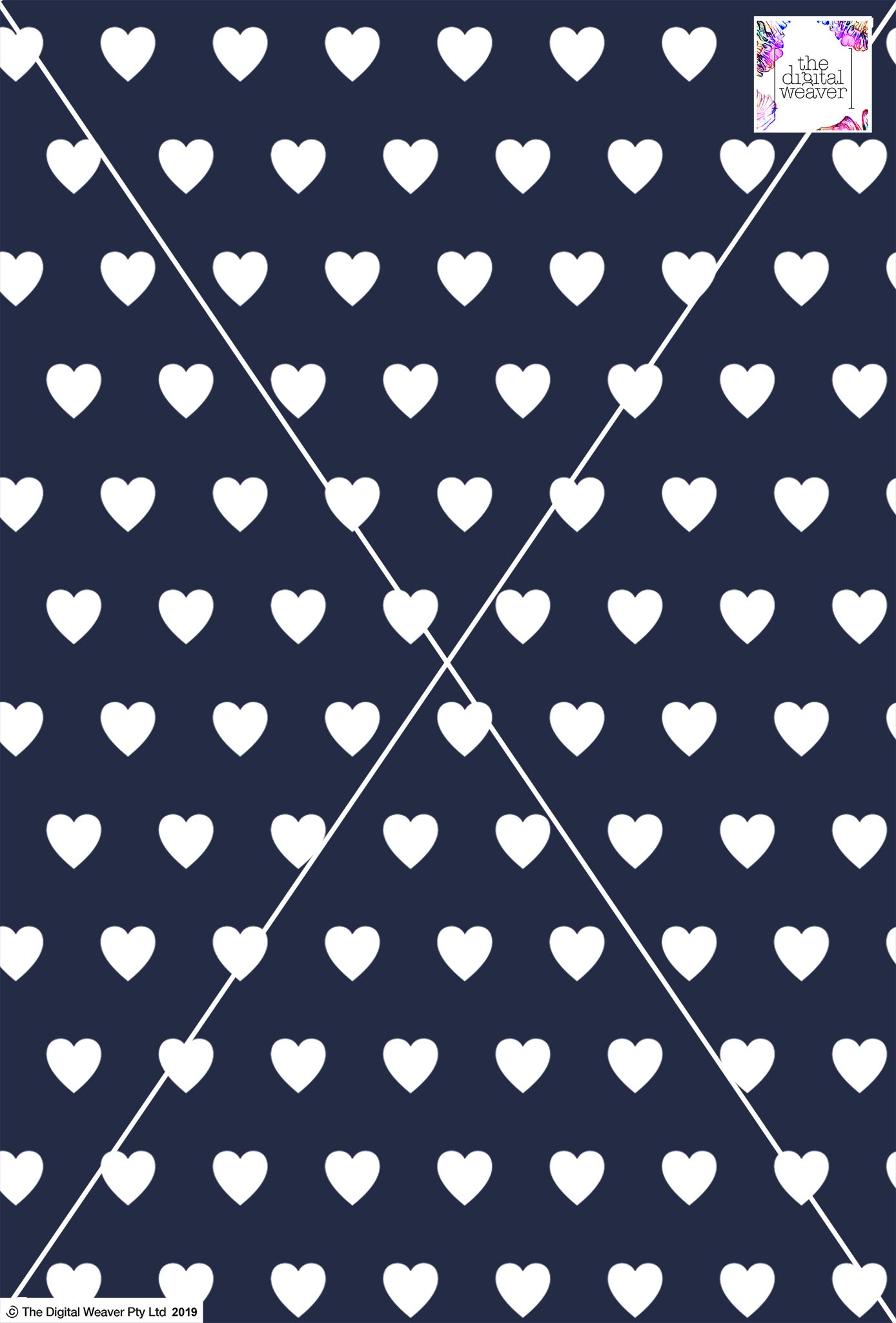 Heart Design - 3cm - Navy & White
