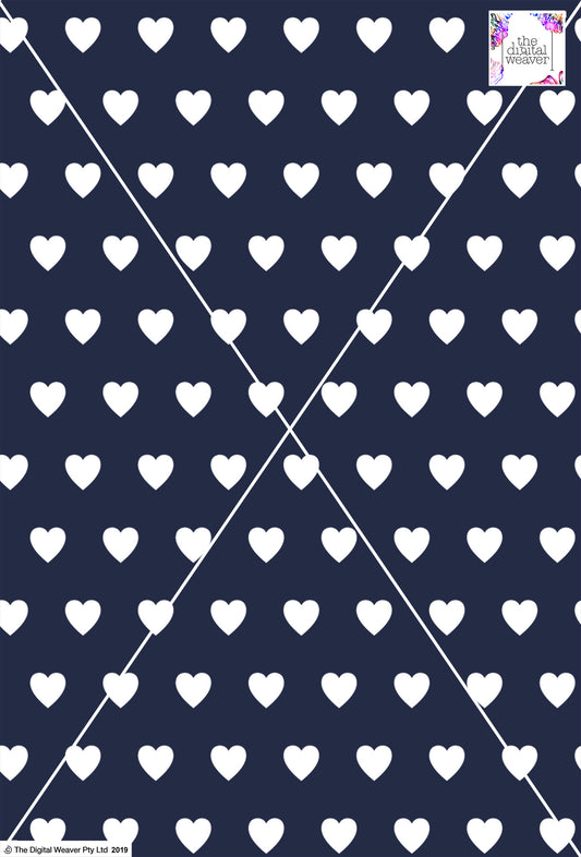 Heart Design - 3cm - Navy & White