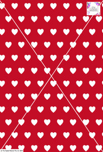 Heart Design - 3cm - Ruby & White