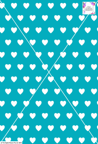 Heart Design - 3cm - Teal& White