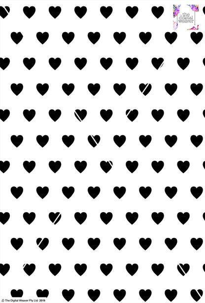 Heart Design 3cm - White & Black