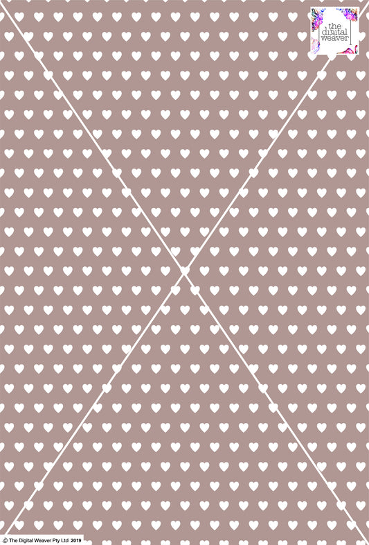 Heart Design - 1cm - Latte & White