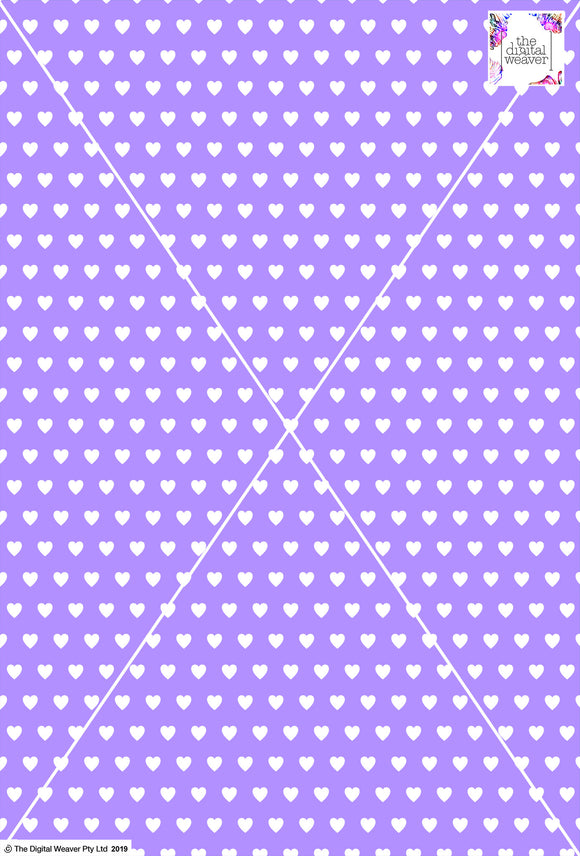 Heart Design - 1cm - Lilac & White