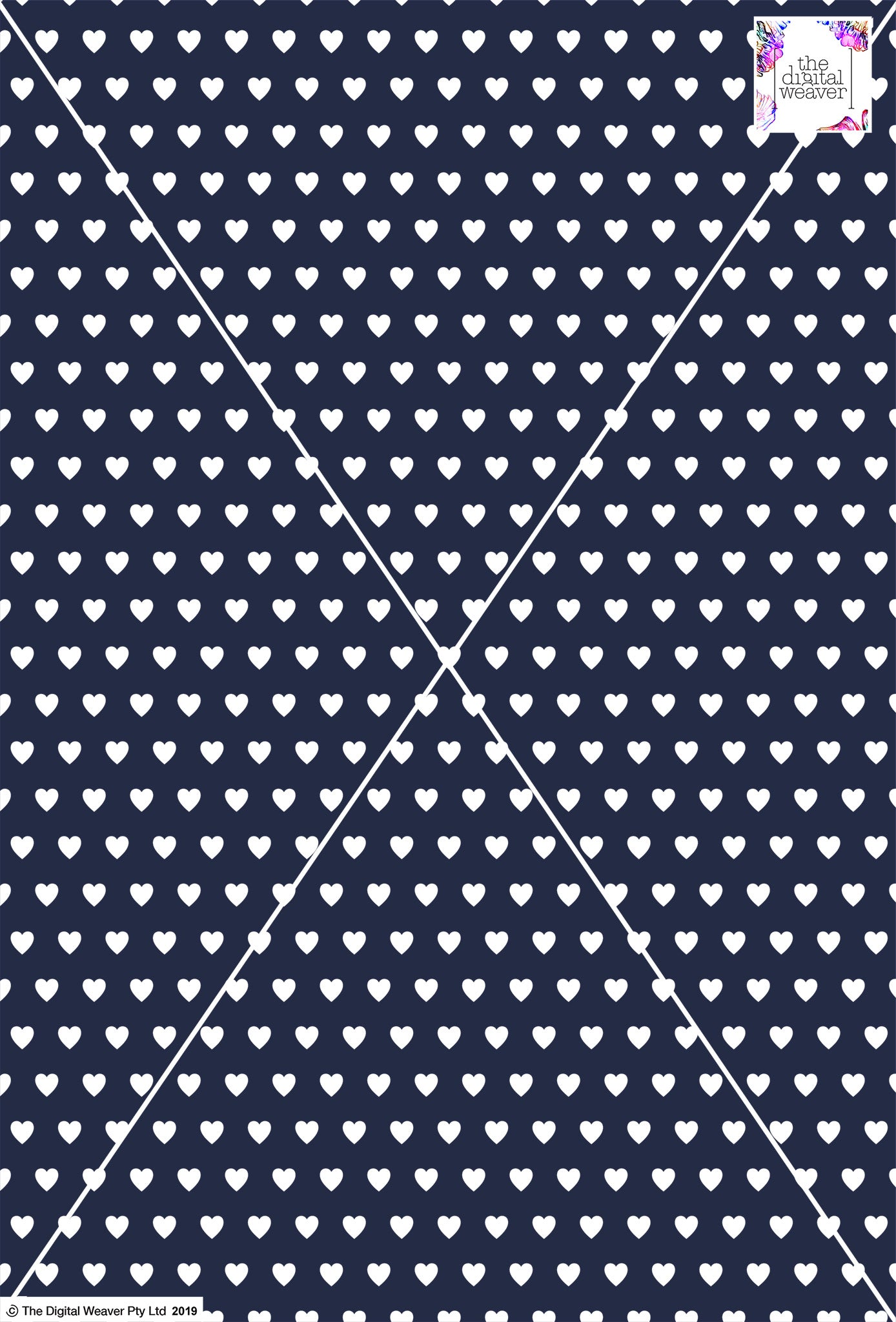 Heart Design - 1cm - Navy & White