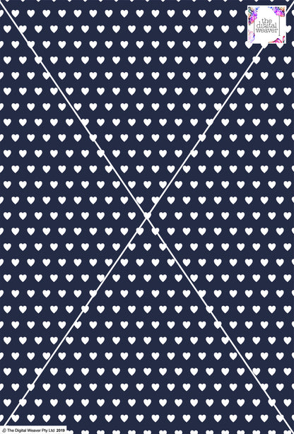 Heart Design - 1cm - Navy & White