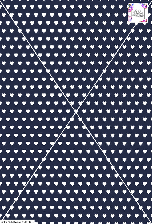 Heart Design - 1cm - Navy & White