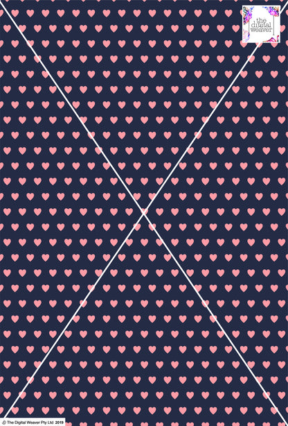 Heart Design - 1cm - Navy & Rose