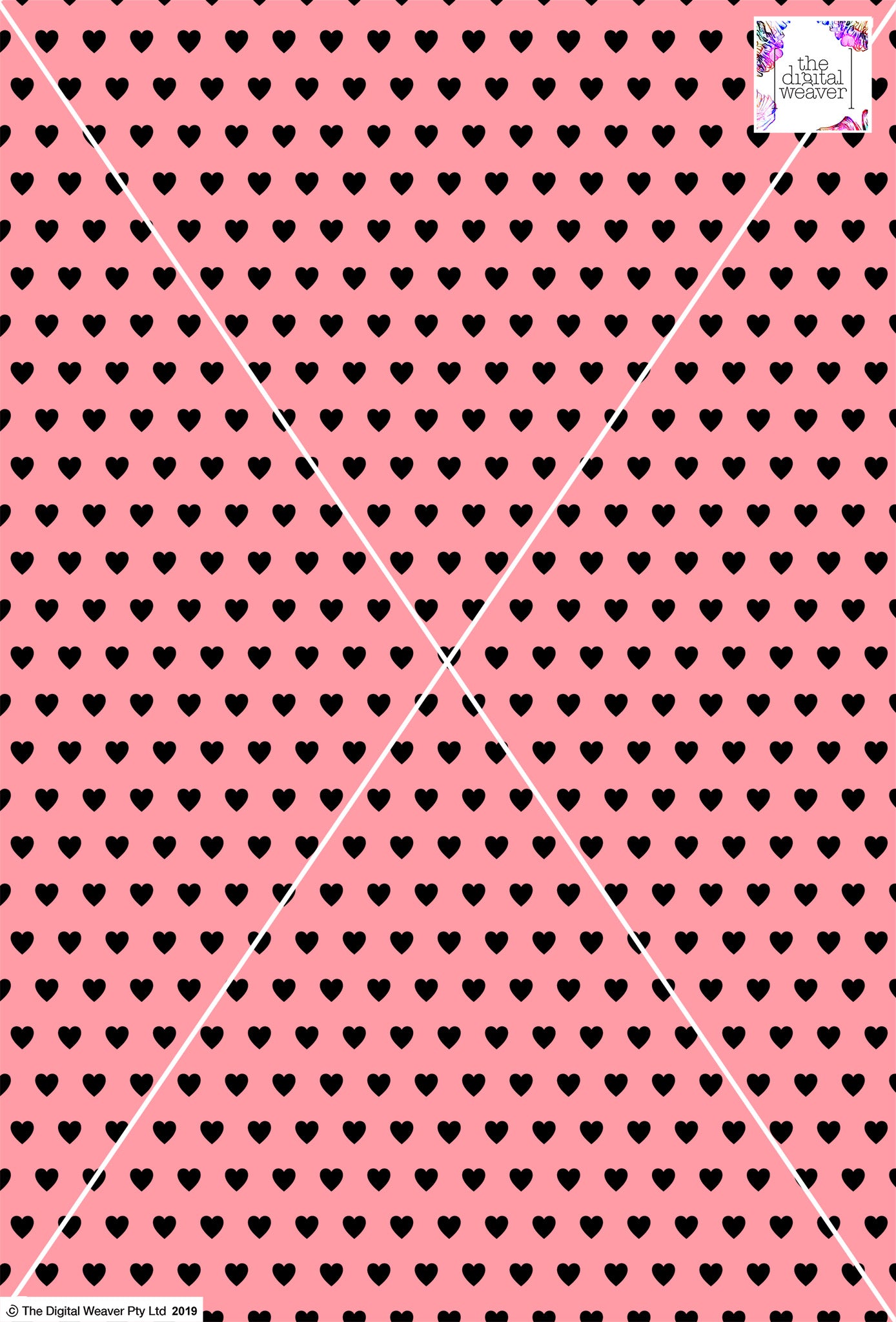 Heart Design - 1cm - Rose & Black