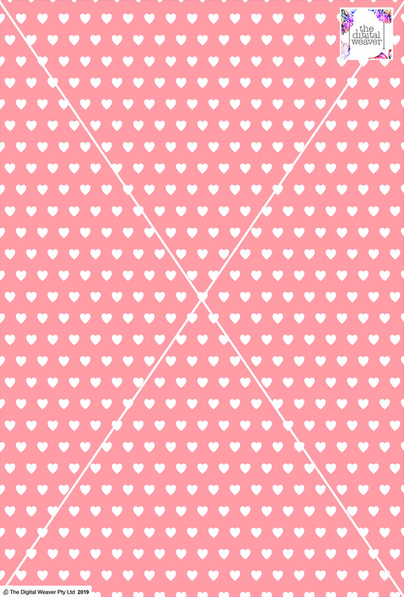 Heart Design - 1cm - Rose & White