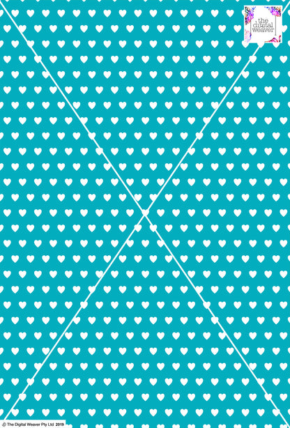 Heart Design - 1cm - Teal& White