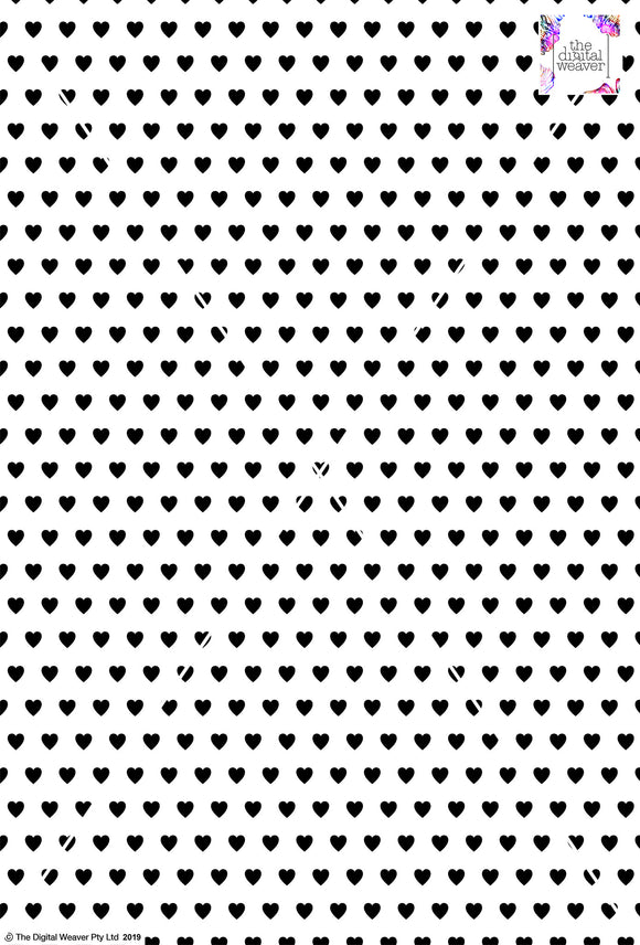 Heart Design 1cm - White & Black