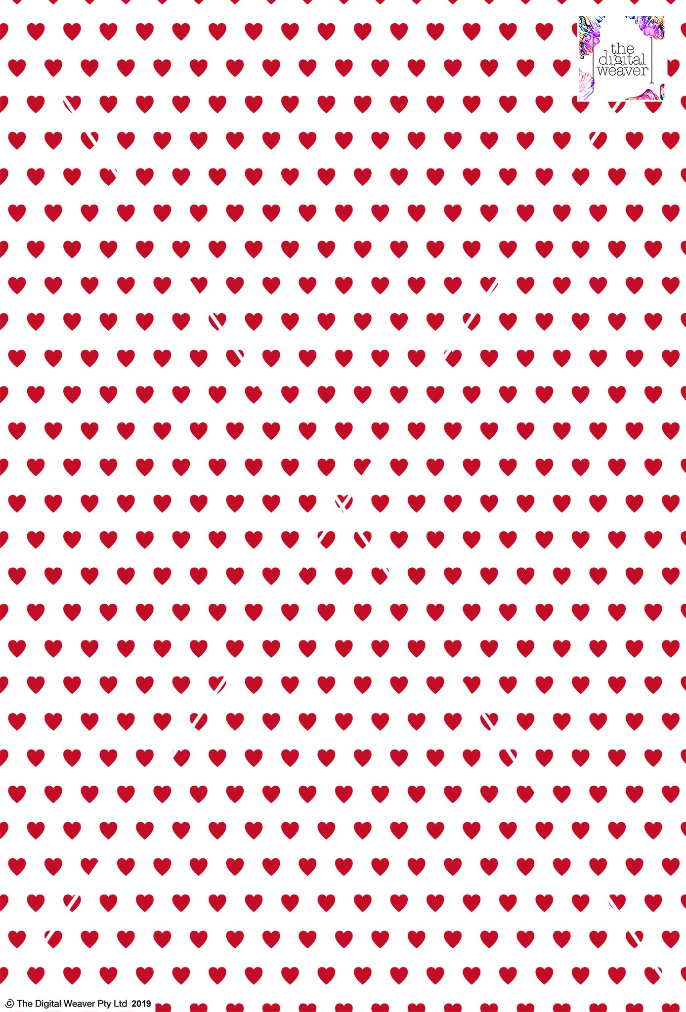 Heart Design 1cm - White & Ruby