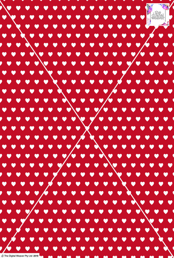 Heart Design - 1cm - Ruby & White
