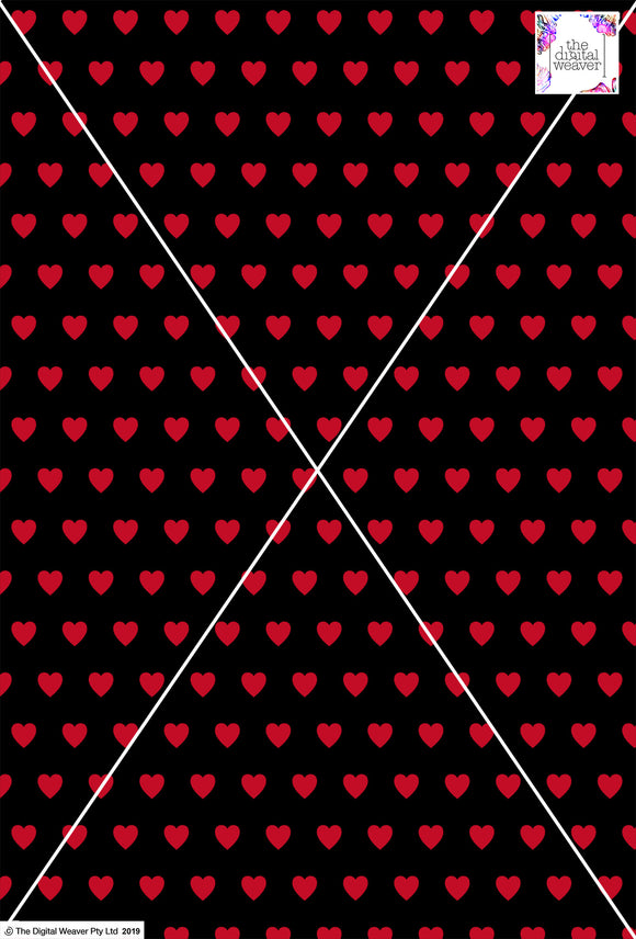 Heart Design - 2cm - Black & Ruby