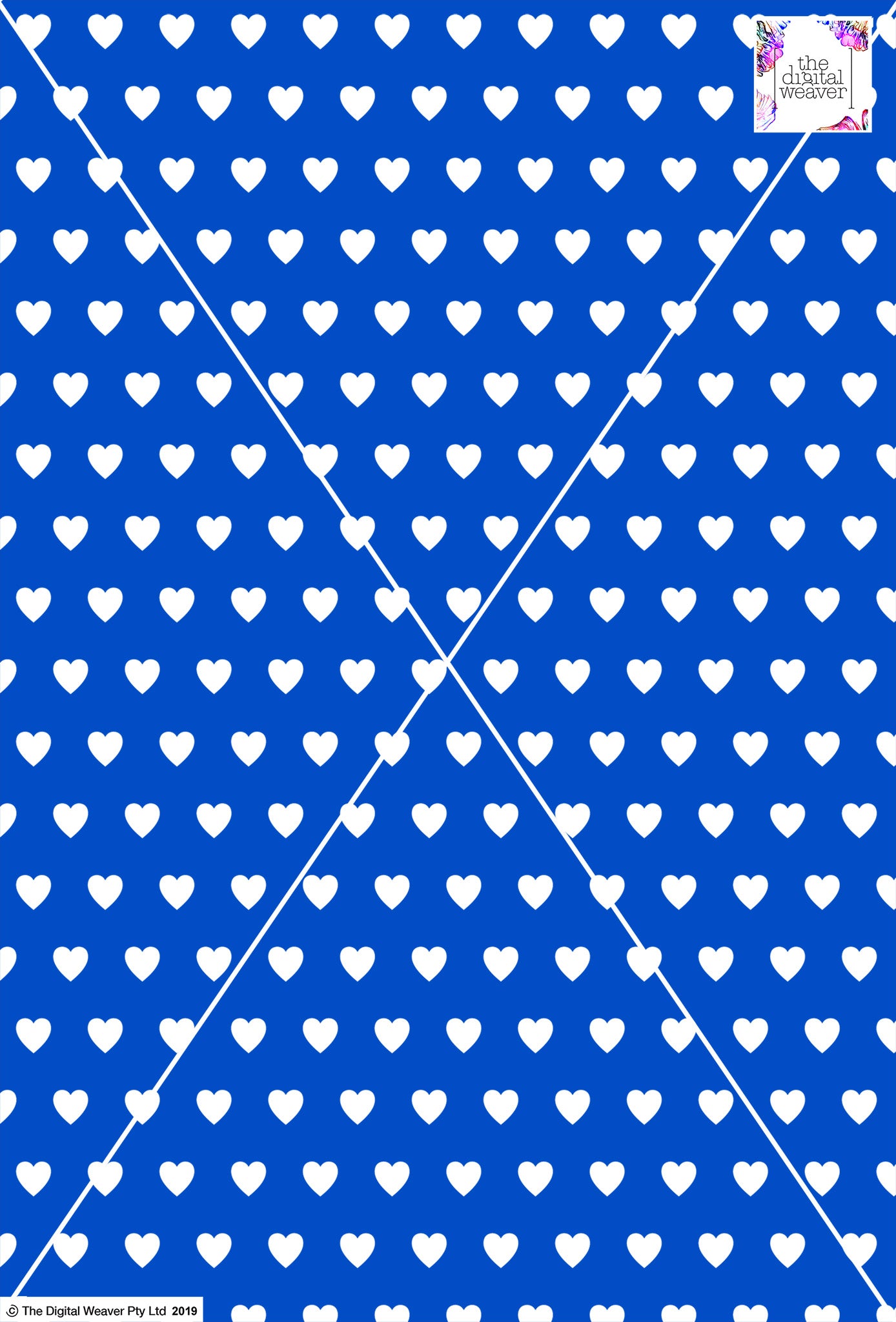 Heart Design - 2cm - Cobalt & White