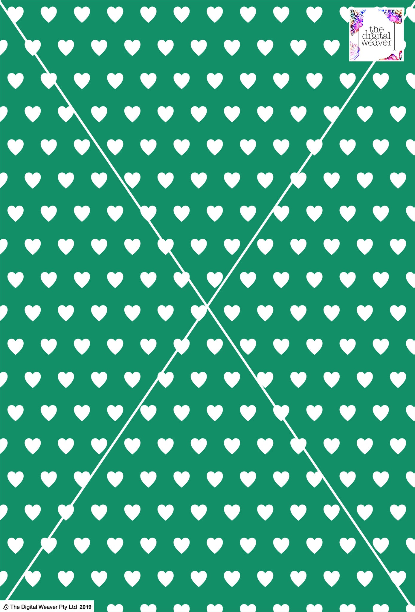 Heart Design - 2cm - Fern & White
