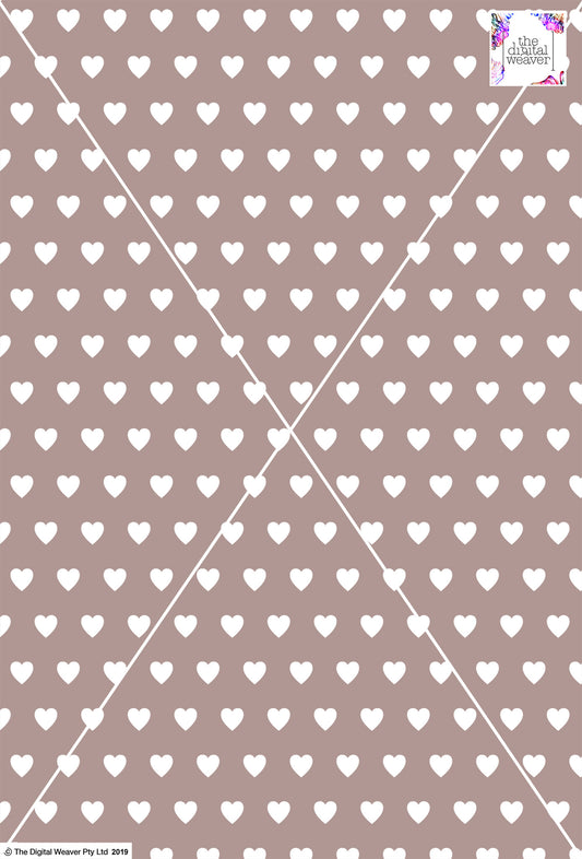 Heart Design - 2cm - Latte & White
