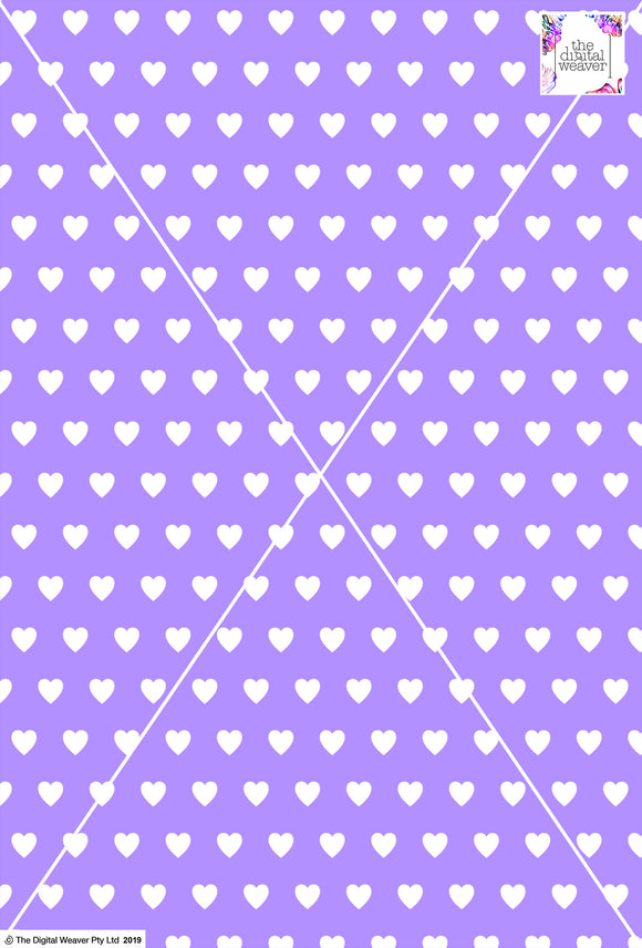 Heart Design - 2cm - Lilac & White
